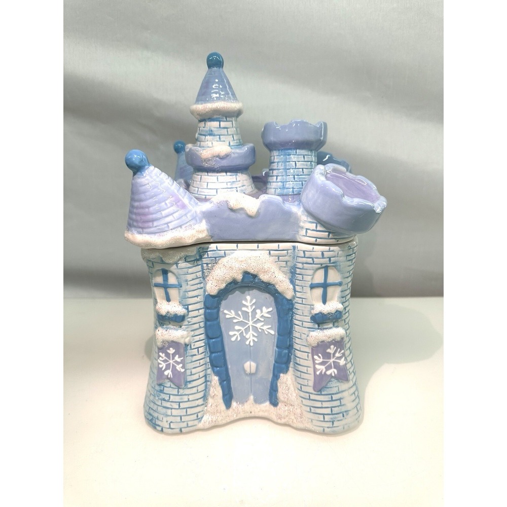 ⭐️ Disney Frozen Frost Aurora Castle 11.5" Cookie Jar Ceramic NEW